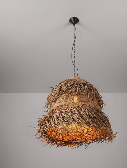 Nova Luce Pendelleuchte Hay 3-flammig 3xE27 Natur Rattan Ø55cm 9586514