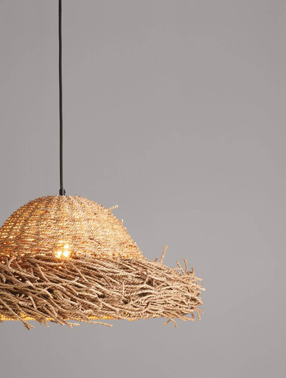 Nova Luce Pendelleuchte Natu 3-flammig 3xE27 Natur Seegras Ø52,5cm 9586515