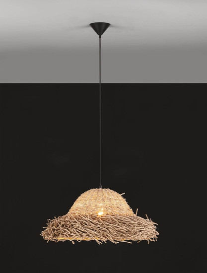 Nova Luce Pendelleuchte Natu 3-flammig 3xE27 Natur Seegras Ø52,5cm 9586515