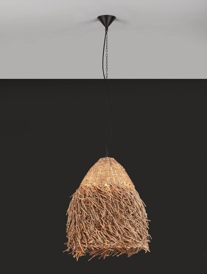 Nova Luce Pendelleuchte Hay E27 Natur Rattan Ø40cm 9586516