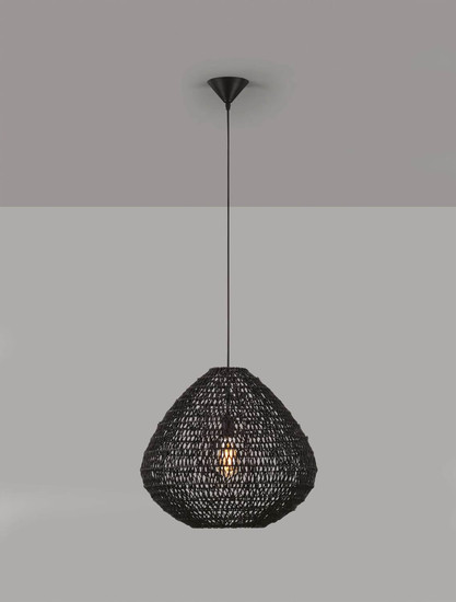 Nova Luce Pendelleuchte Melody E27 Schwarz Rattan Ø50cm 9586518