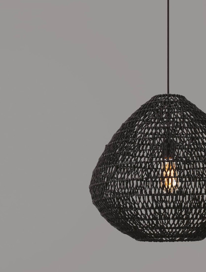 Nova Luce Pendelleuchte Melody E27 Schwarz Rattan Ø50cm 9586518