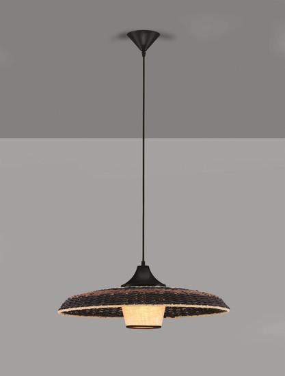 Nova Luce Pendelleuchte Capa E27 Natur Schwarz Braun Rattan Ø60cm 9586519