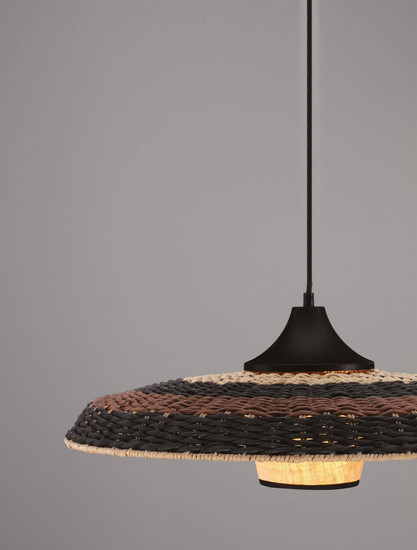 Nova Luce Pendelleuchte Capa E27 Natur Schwarz Braun Rattan Ø60cm 9586519