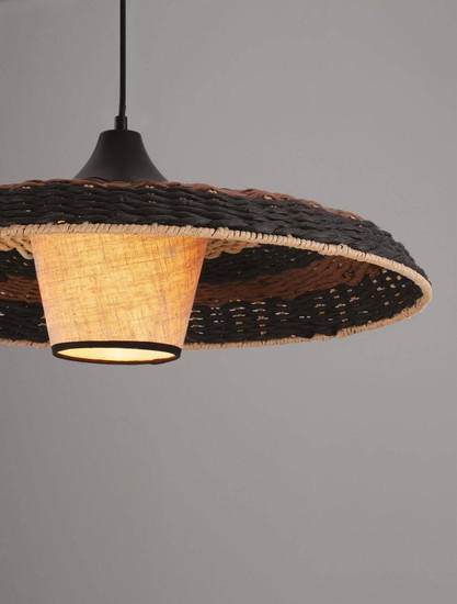 Nova Luce Pendelleuchte Capa E27 Natur Schwarz Braun Rattan Ø60cm 9586519