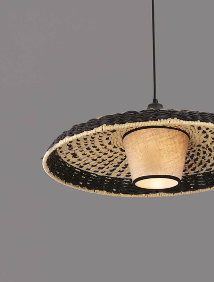 Nova Luce Pendelleuchte Capa E27 Natur Schwarz Rattan Ø60cm 9586520