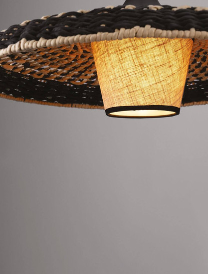 Nova Luce Pendelleuchte Capa E27 Natur Schwarz Rattan Ø60cm 9586520