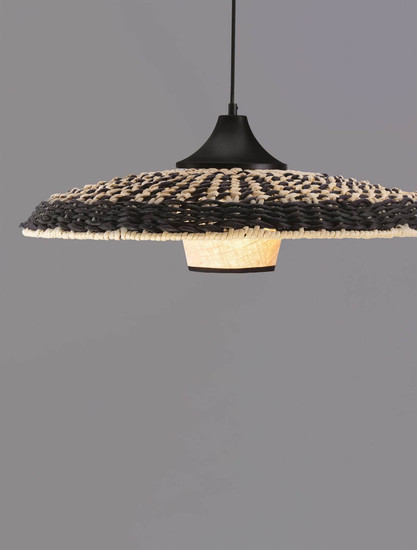 Nova Luce Pendelleuchte Capa E27 Natur Schwarz Rattan Ø60cm 9586520