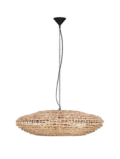 Nova Luce Pendelleuchte Bola E27 Schwarz Beige Textil Rattan Ø85cm 9586522
