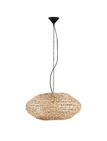 Nova Luce Pendelleuchte Bola E27 Schwarz Beige Textil Rattan Ø58cm 9586523