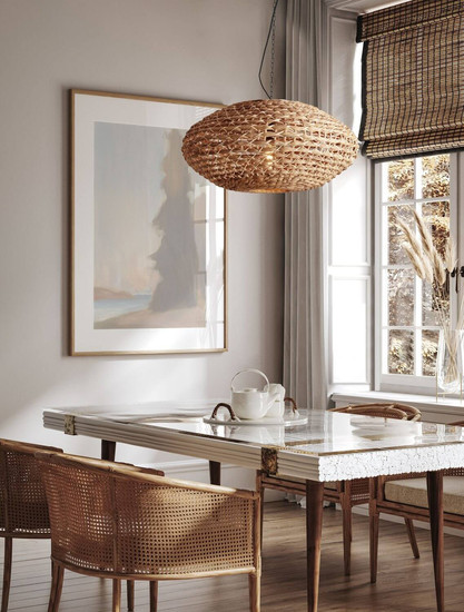 Nova Luce Pendelleuchte Bola E27 Schwarz Beige Textil Rattan Ø58cm 9586523