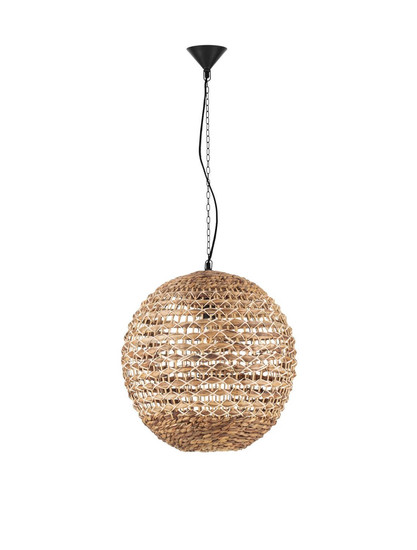 Nova Luce Pendelleuchte Bola E27 Schwarz Beige Textil Rattan Ø50cm 9586524