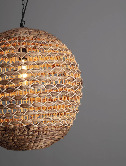 Nova Luce Pendelleuchte Bola E27 Schwarz Beige Textil Rattan Ø50cm 9586524