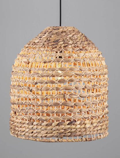 Nova Luce Pendelleuchte Bola E27 Schwarz Beige Textil Rattan Ø40cm 9586525