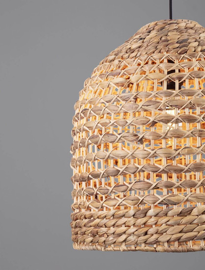 Nova Luce Pendelleuchte Bola E27 Schwarz Beige Textil Rattan Ø40cm 9586525