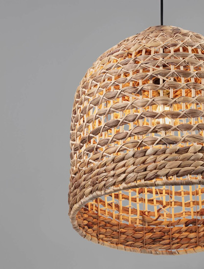 Nova Luce Pendelleuchte Bola E27 Schwarz Beige Textil Rattan Ø40cm 9586525