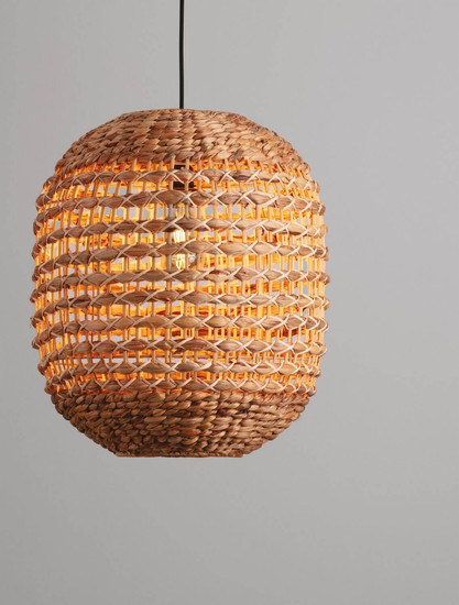 Nova Luce Pendelleuchte Bola E27 Schwarz Beige Textil Rattan Ø42cm 9586526
