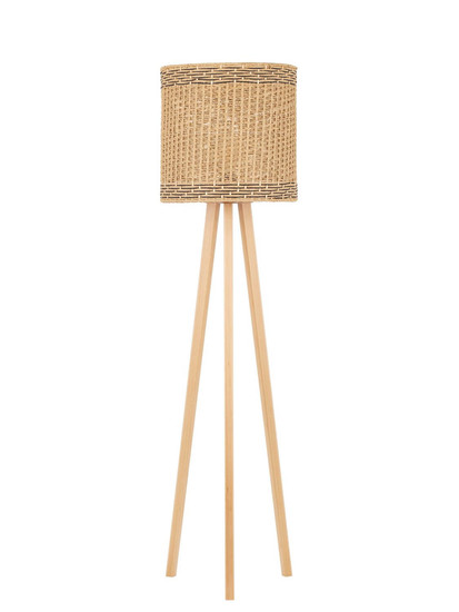 Nova Luce Stehleuchte Plette E27 Natur Schwarz Holz Rattan 165cm 9586528