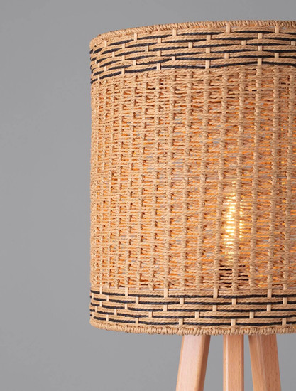 Nova Luce Stehleuchte Plette E27 Natur Schwarz Holz Rattan 165cm 9586528