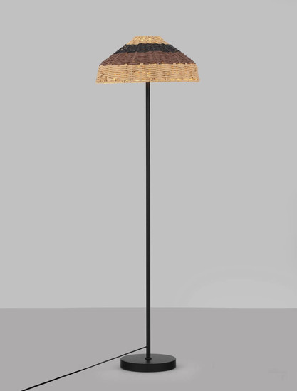 Nova Luce Stehleuchte Capa E27 Natur Schwarz Braun Rattan 148cm 9586529