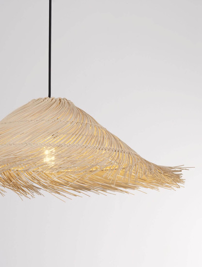 Nova Luce Pendelleuchte Alua E27 Natur Schwarz Rattan Ø60cm 9586532