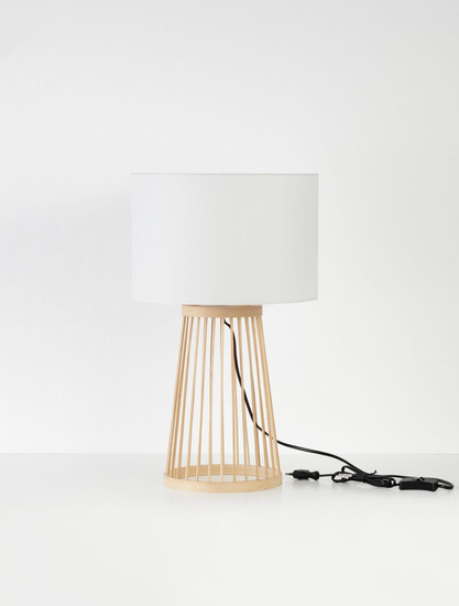 Nova Luce Tischleuchte Lois E27 Natur Textil Bambus Ø30cm 9586533