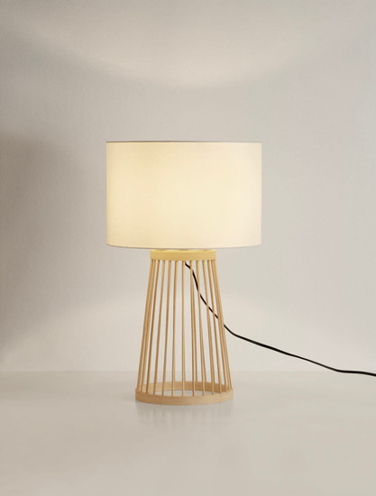 Nova Luce Tischleuchte Lois E27 Natur Textil Bambus Ø30cm 9586533