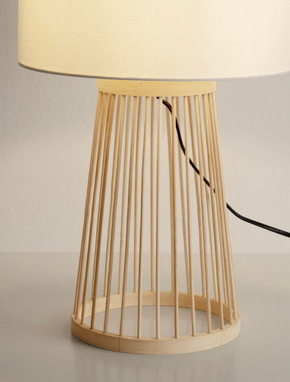 Nova Luce Tischleuchte Lois E27 Natur Textil Bambus Ø30cm 9586533