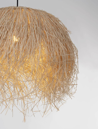 Nova Luce Pendelleuchte Jaunet E27 Natur Schwarz Rattan Ø65cm 9586535