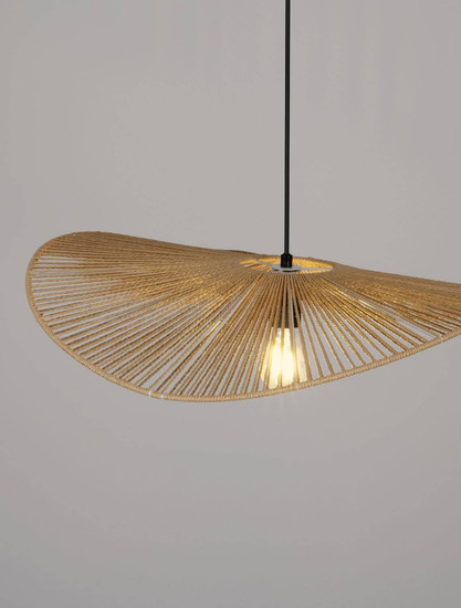 Nova Luce Pendelleuchte Siara E27 Natur Schwarz Rattan 60x59,5cm 9586536