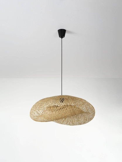 Nova Luce Pendelleuchte Adaline E27 Natur Schwarz Bambus 76x56cm 9586539