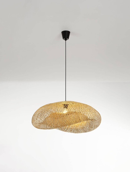 Nova Luce Pendelleuchte Adaline E27 Natur Schwarz Bambus 76x56cm 9586539