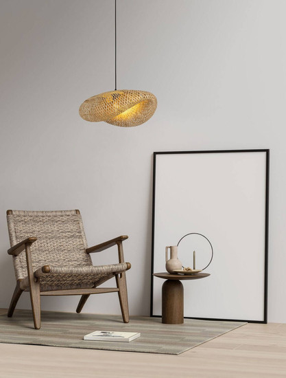 Nova Luce Pendelleuchte Adaline E27 Natur Schwarz Bambus 62x43cm 9586540
