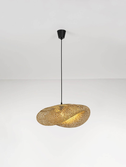 Nova Luce Pendelleuchte Adaline E27 Natur Schwarz Bambus 62x43cm 9586540
