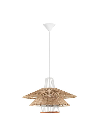 Nova Luce Pendelleuchte Kao E27 Natur Orange Weiß Stahl Rattan Ø50cm 9586600