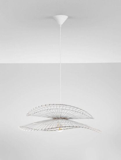 Nova Luce Pendelleuchte Artic E27 Weiß Stahl Rattan Ø60cm 9586601