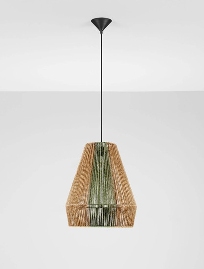 Nova Luce Pendelleuchte Dena E27 Grün Schwarz Natur Stahl Seil Ø39cm 9586603