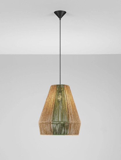 Nova Luce Pendelleuchte Dena E27 Grün Schwarz Natur Stahl Seil Ø39cm 9586603