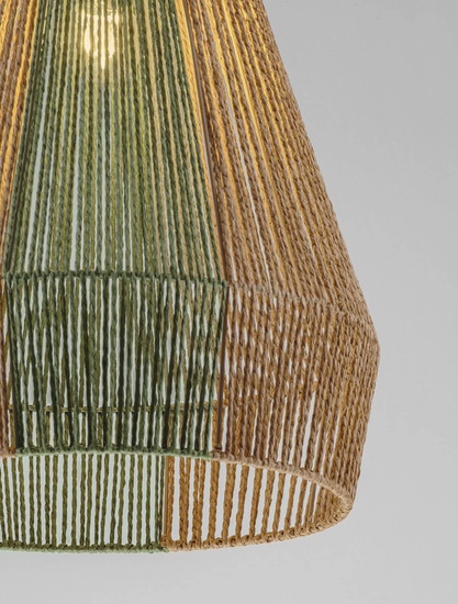 Nova Luce Pendelleuchte Dena E27 Grün Schwarz Natur Stahl Seil Ø39cm 9586603
