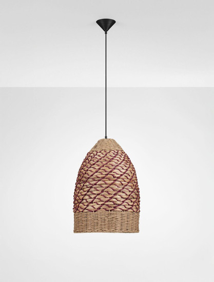 Nova Luce Pendelleuchte Mapi E27 Natur Rot Stahl Seil Ø37cm 9586605