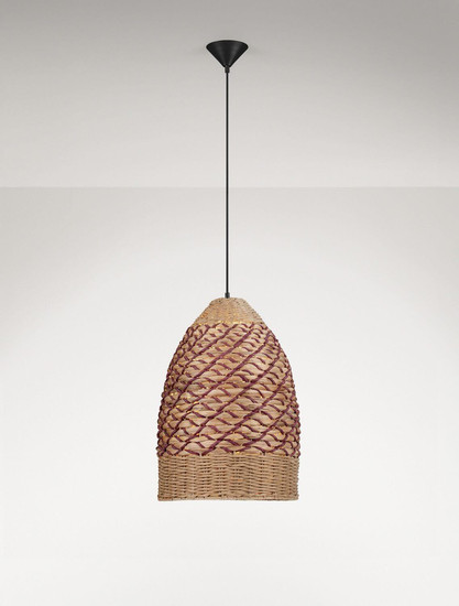 Nova Luce Pendelleuchte Mapi E27 Natur Rot Stahl Seil Ø37cm 9586605