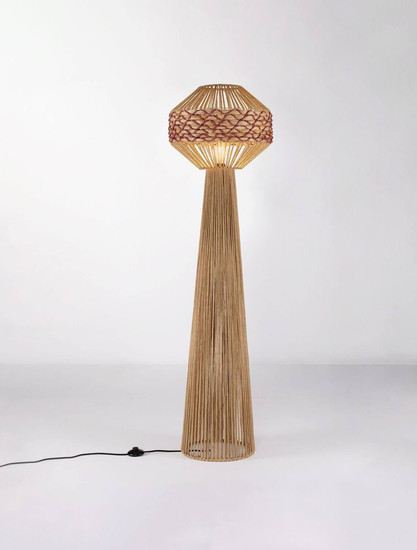 Nova Luce Stehleuchte Mapi E27 Natur Rot Seil Rattan 152cm 9586607