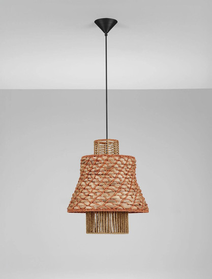 Nova Luce Pendelleuchte Mande E27 Natur Orange Schwarz Stahl Seil Ø40cm 9586610