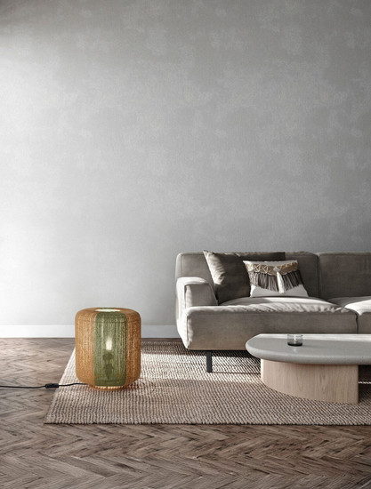 Nova Luce Tischleuchte Dena E27 Natur Grün Seil Ø33cm 9586612