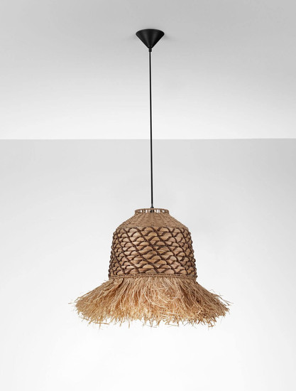 Nova Luce Pendelleuchte Sorello E27 Natur Braun Schwarz Stahl Seil Ø37cm 9586614