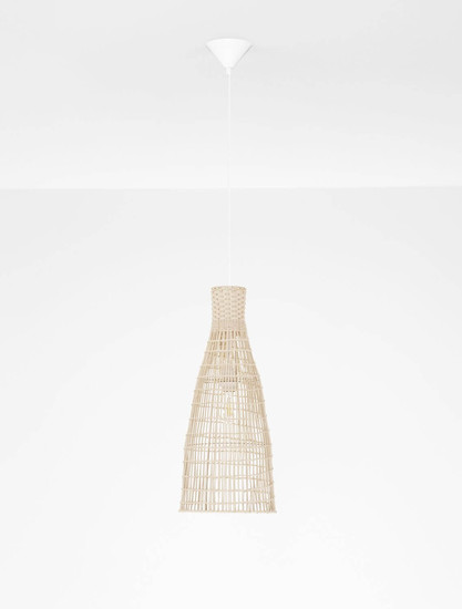 Nova Luce Pendelleuchte Niro E27 Natur Weiß Rattan Ø24cm 9586619