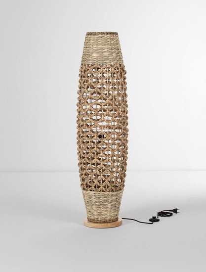 Nova Luce Stehleuchte Anada E27 Natur Holz Rattan 119cm 9586621