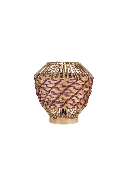 Nova Luce Tischleuchte Mapi E27 Natur Rot Seil Rattan Ø29cm 9586623