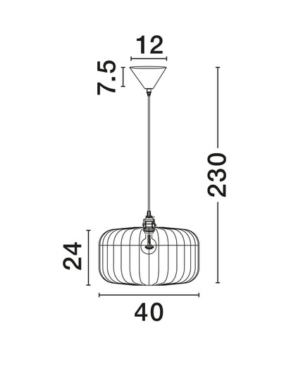 Nova Luce Pendelleuchte Ponn E27 Natur Schwarz Stahl Rattan Ø40cm 9586625