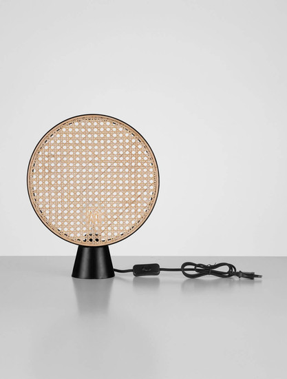 Nova Luce Tischleuchte Tierra E27 Natur Schwarz Stahl Rattan 37x30cm 9586627